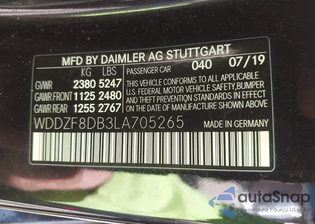 WDDZF8DB3LA705265: 43606682