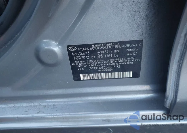 5NPDH4AE2DH305181: 43606733