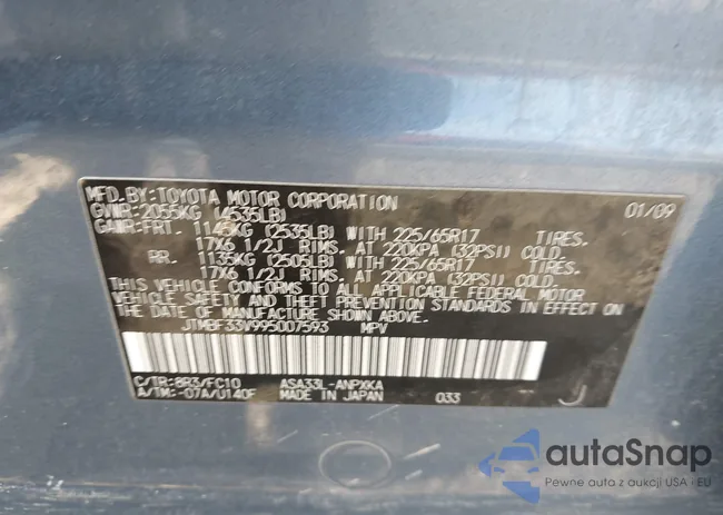 JTMBF33V995007593: 43606814