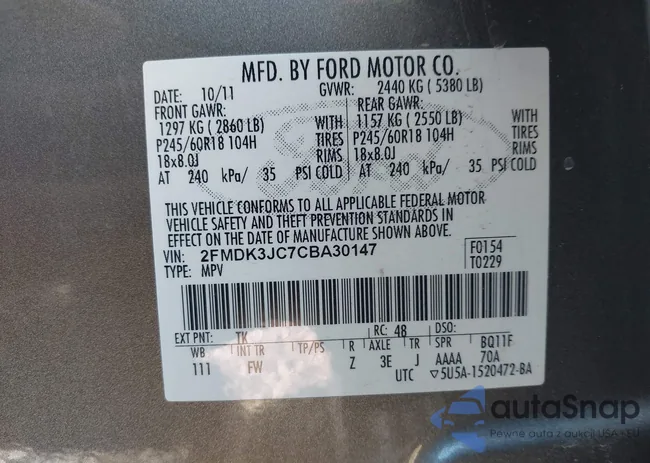 2FMDK3JC7CBA30147: 43606887