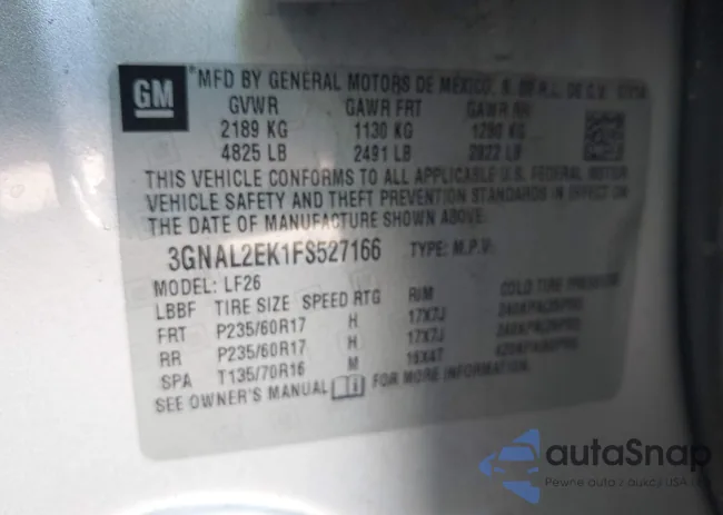 3GNAL2EK1FS527166: 43606030