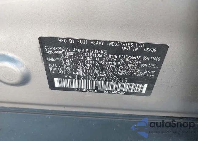 JF2SH6AC2AG723419: 43606047