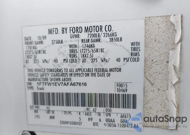 1FTFW1EV7AFA67616: 43606060