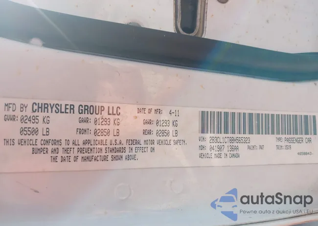 2B3CL1CT8BH565323: 43606082