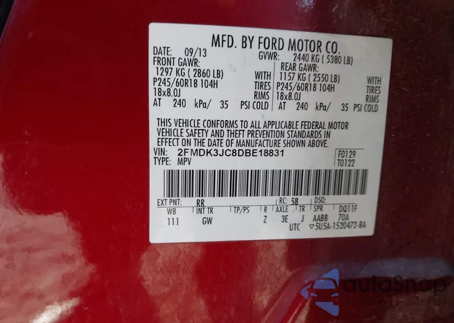 2FMDK3JC8DBE18831: 43606091