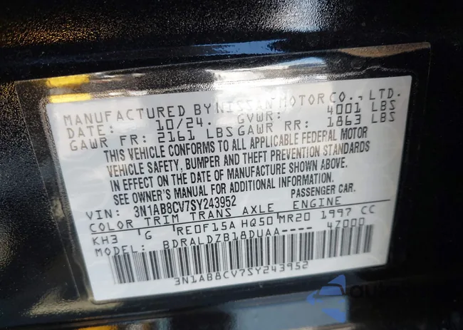 3N1AB8CV7SY243952: 43606104