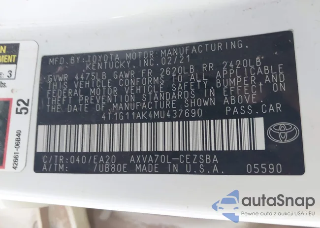 4T1G11AK4MU437690: 43607564