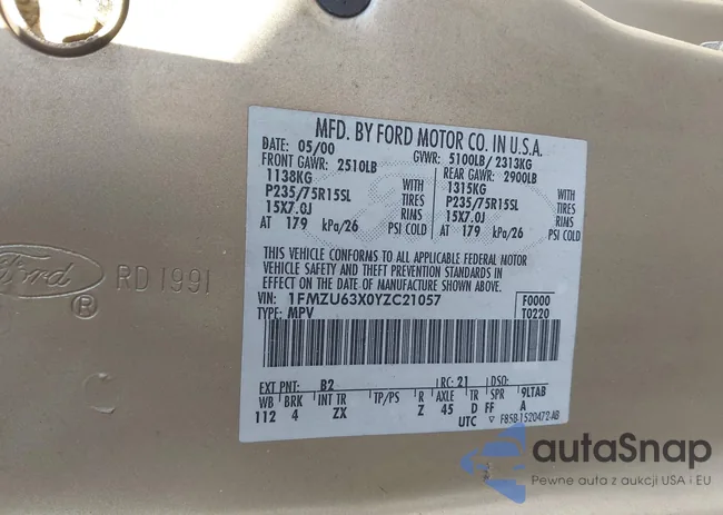 1FMZU63X0YZC21057: 43607592