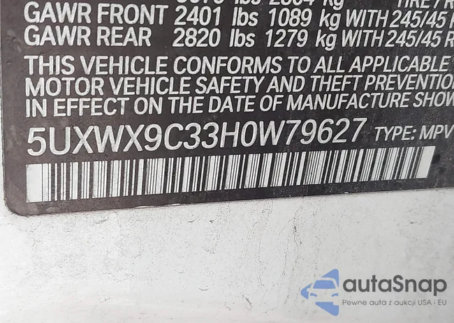 5UXWX9C33H0W79627: 43607651
