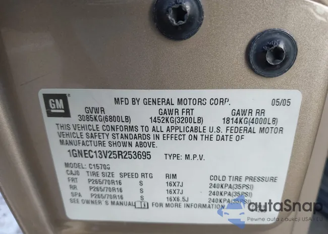 1GNEC13V25R253695: 43607692