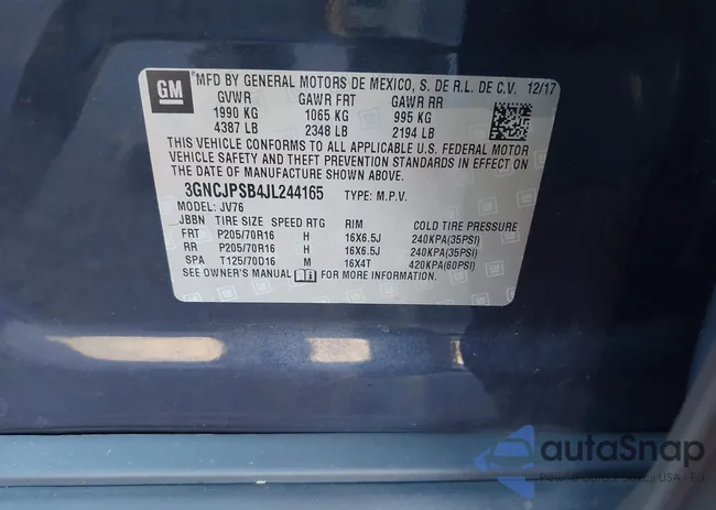 3GNCJPSB4JL244165: 43607737