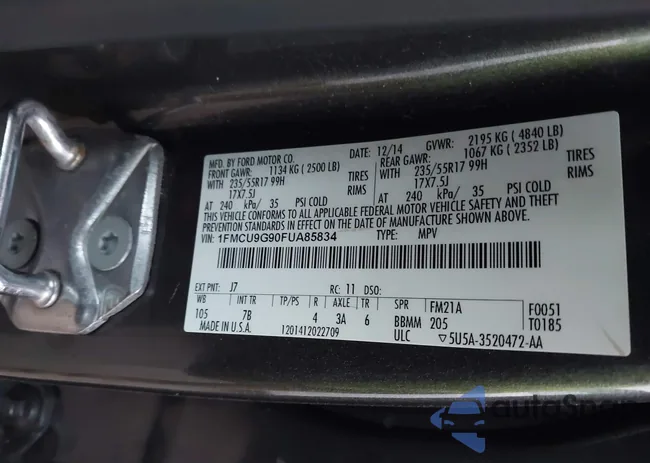 1FMCU9G90FUA85834: 43606980