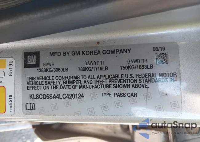 KL8CD6SA4LC420124: 43606985