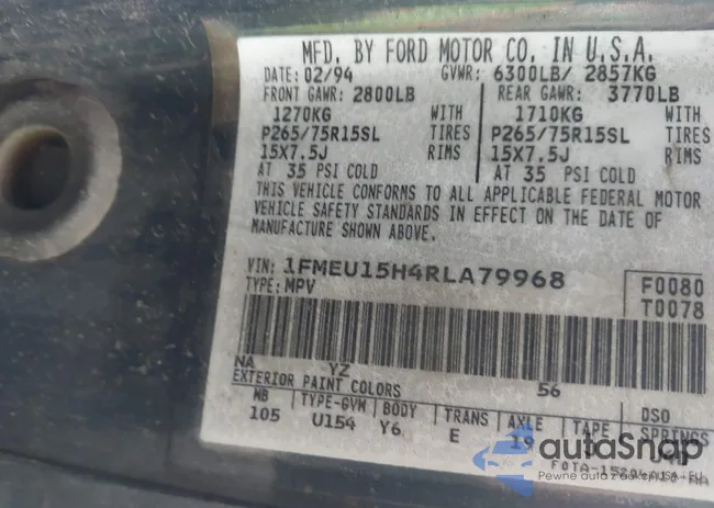 1FMEU15H4RLA79968: 43607042