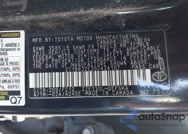 2T1BR32E25C424107: 43607105