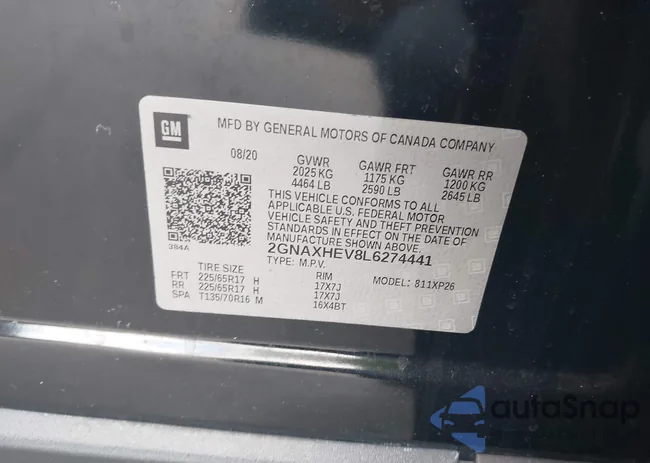 2GNAXHEV8L6274441: 43607121