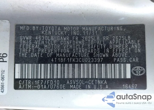 4T1BF1FK3CU023397: 43607132