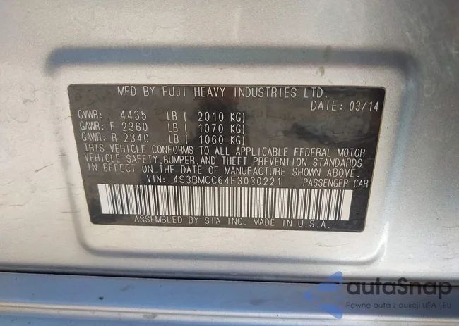 4S3BMCC64E3030221: 43608323