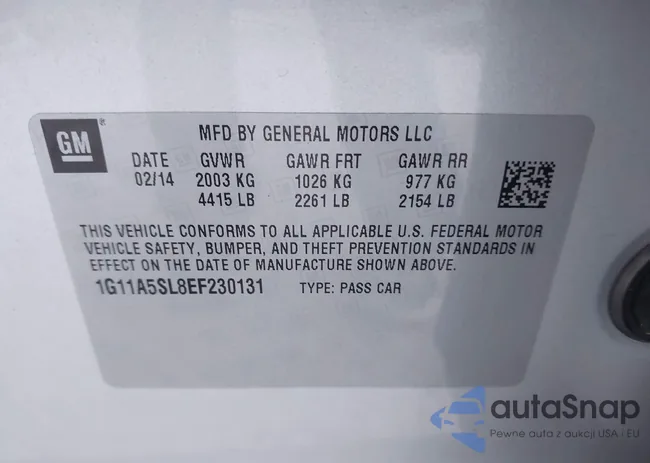 1G11A5SL8EF230131: 43608362