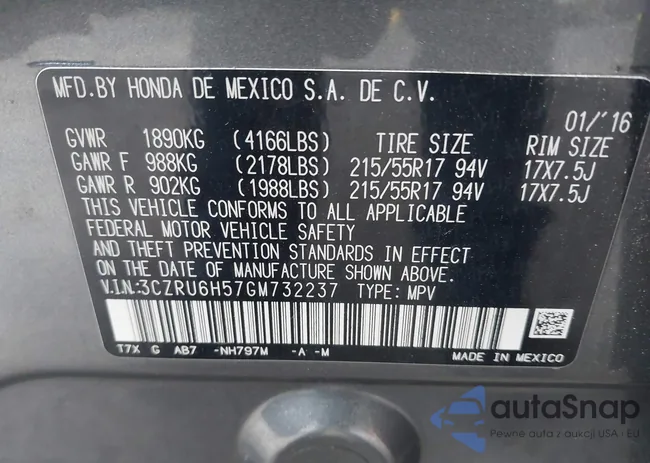 3CZRU6H57GM732237: 43608367