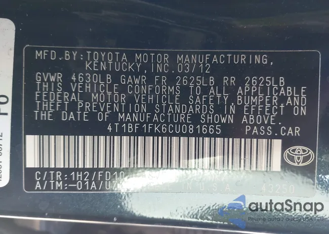 4T1BF1FK6CU081665: 43608393