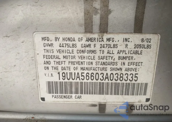 19UUA56603A038335: 43608435