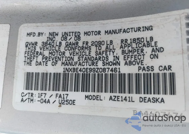 1NXBE40E99Z087461: 43608441