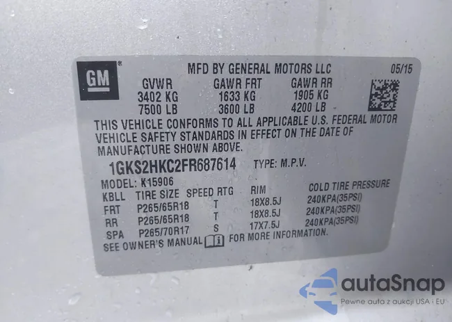 1GKS2HKC2FR687614: 43608458