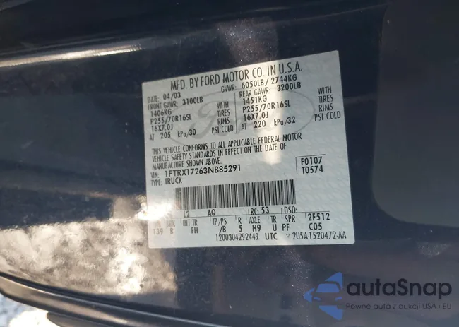 1FTRX17263NB85291: 43608459