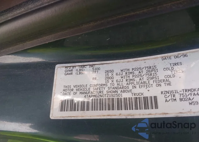 4TAPM62N0TZ192501: 43608510