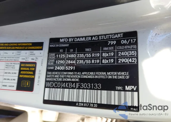 WDC0J4KB4JF303133: 43608577