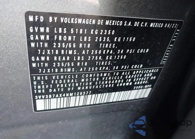 3VV3B7AX4NM126377: 43608584