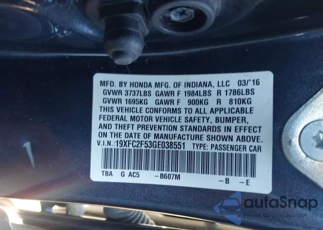 19XFC2F53GE038551: 43608639