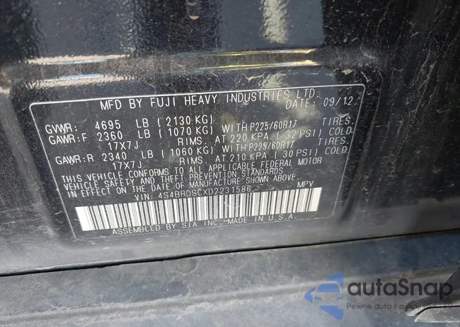 4S4BRDSCXD2231586: 43608723