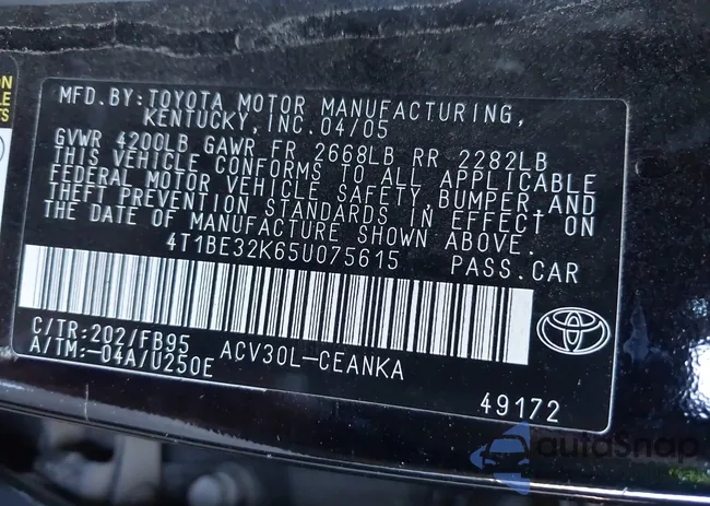 4T1BE32K65U075615: 43608822