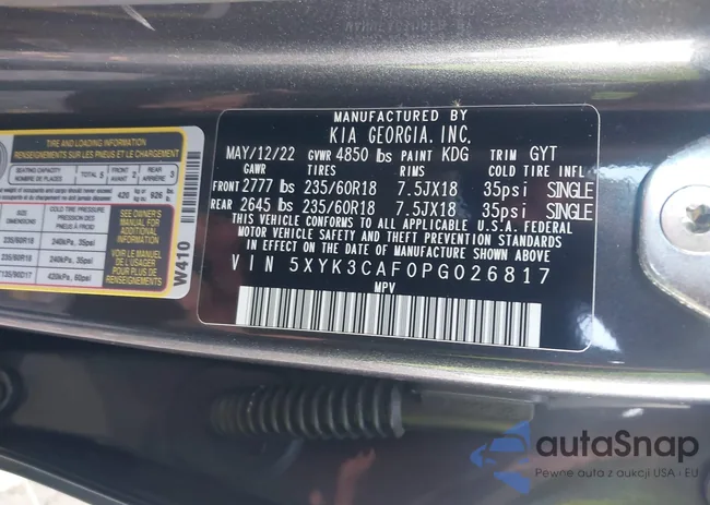 5XYK3CAF0PG026817: 43607915