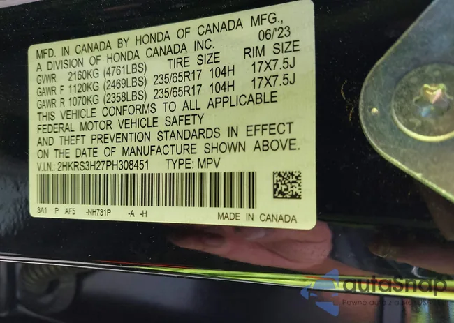 2HKRS3H27PH308451: 43607965