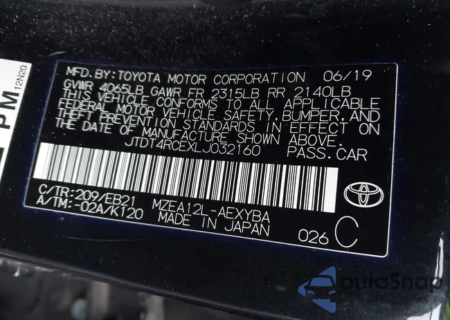 JTDT4RCEXLJ032160: 43608098