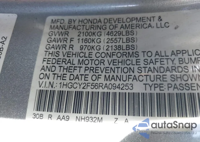 1HGCY2F56RA094253: 43608117