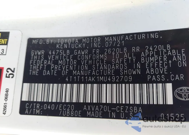 4T1T11AK1MU492709: 43609363