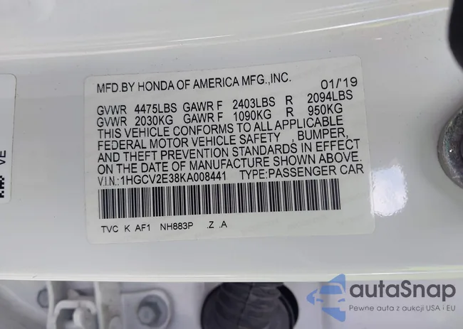 1HGCV2E38KA008441: 43609371