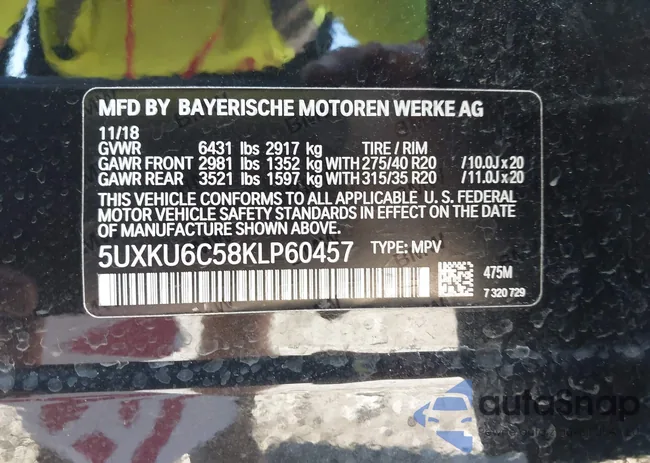 5UXKU6C58KLP60457: 43609505