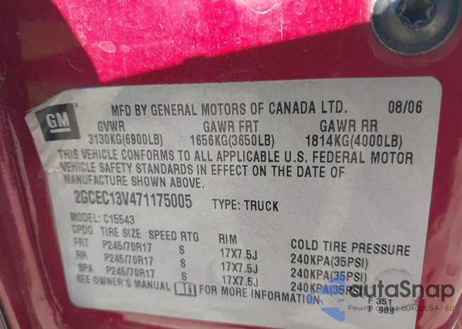 2GCEC13V471175005: 43609538