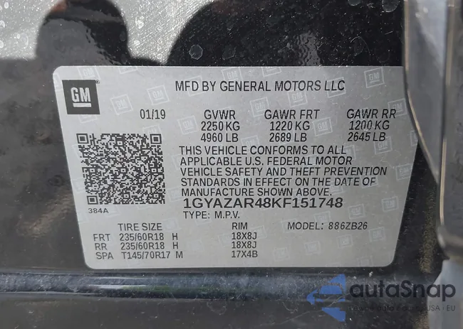1GYAZAR48KF151748: 43609652