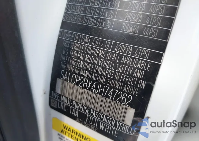 SALCP2RX4JH747262: 43609665