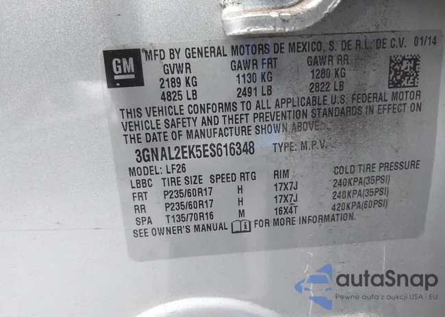 3GNAL2EK5ES616348: 43609701