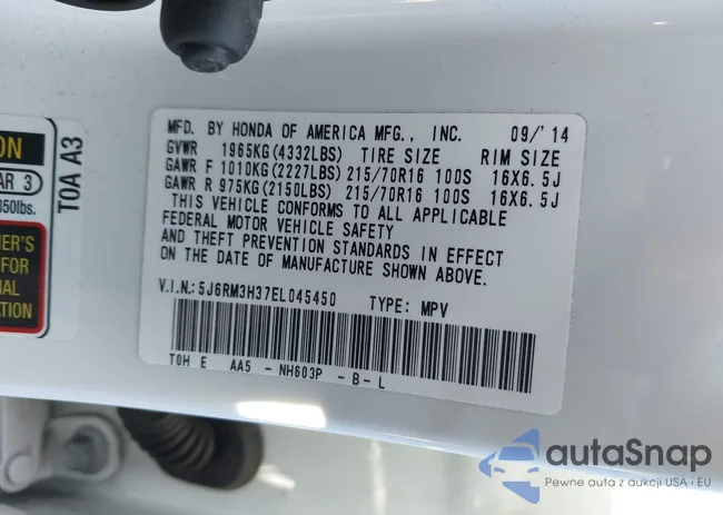 5J6RM3H37EL045450: 43609791