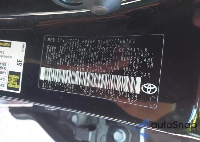 5YFB4MDE1RP149367: 43608901