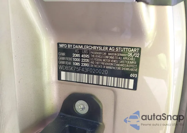 WDBSK75F43F020020: 43608915