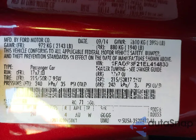 1FADP3F21EL414830: 43608997